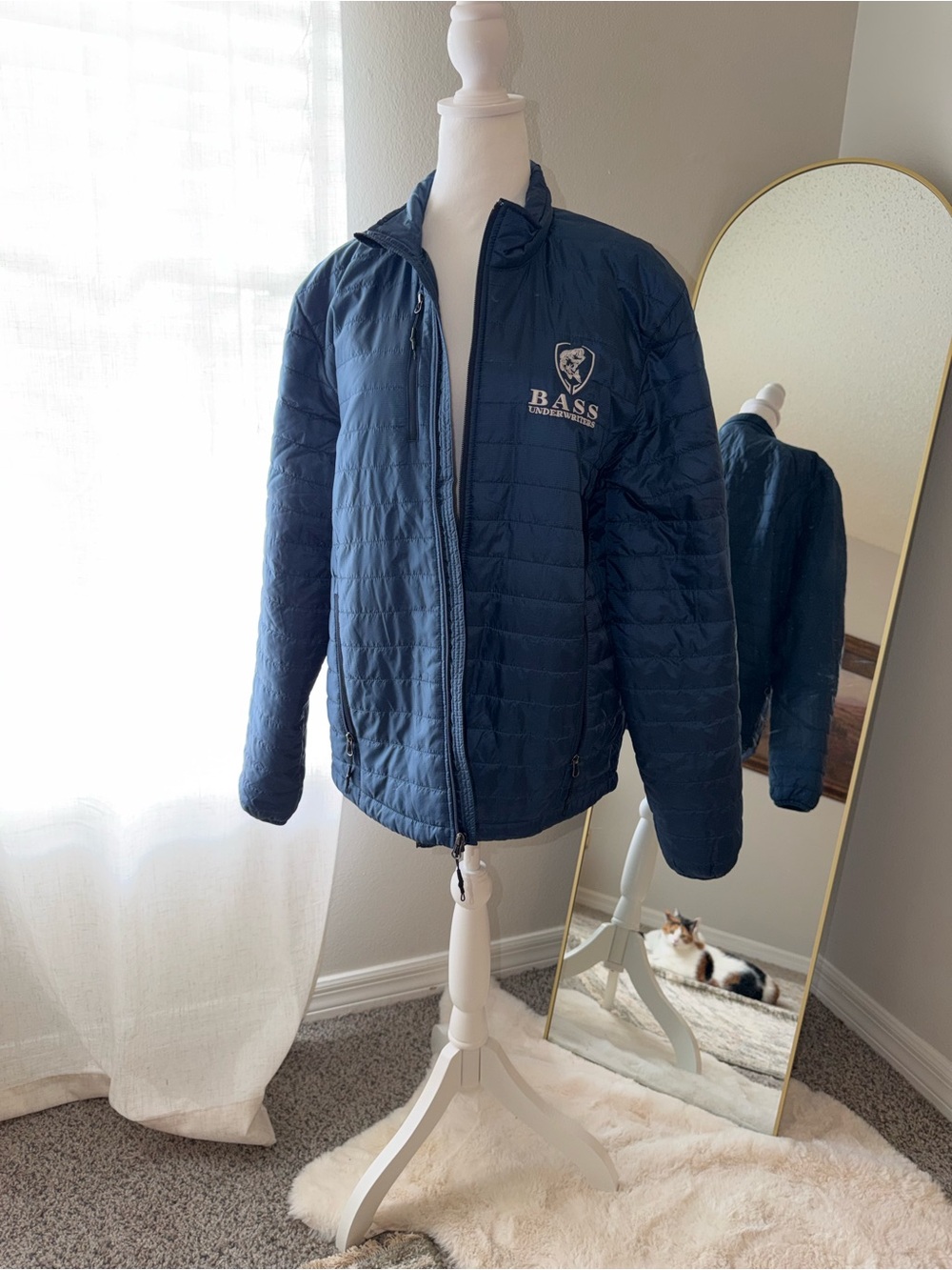 Port Authority Navy Quilted Jacket with Plush Lining